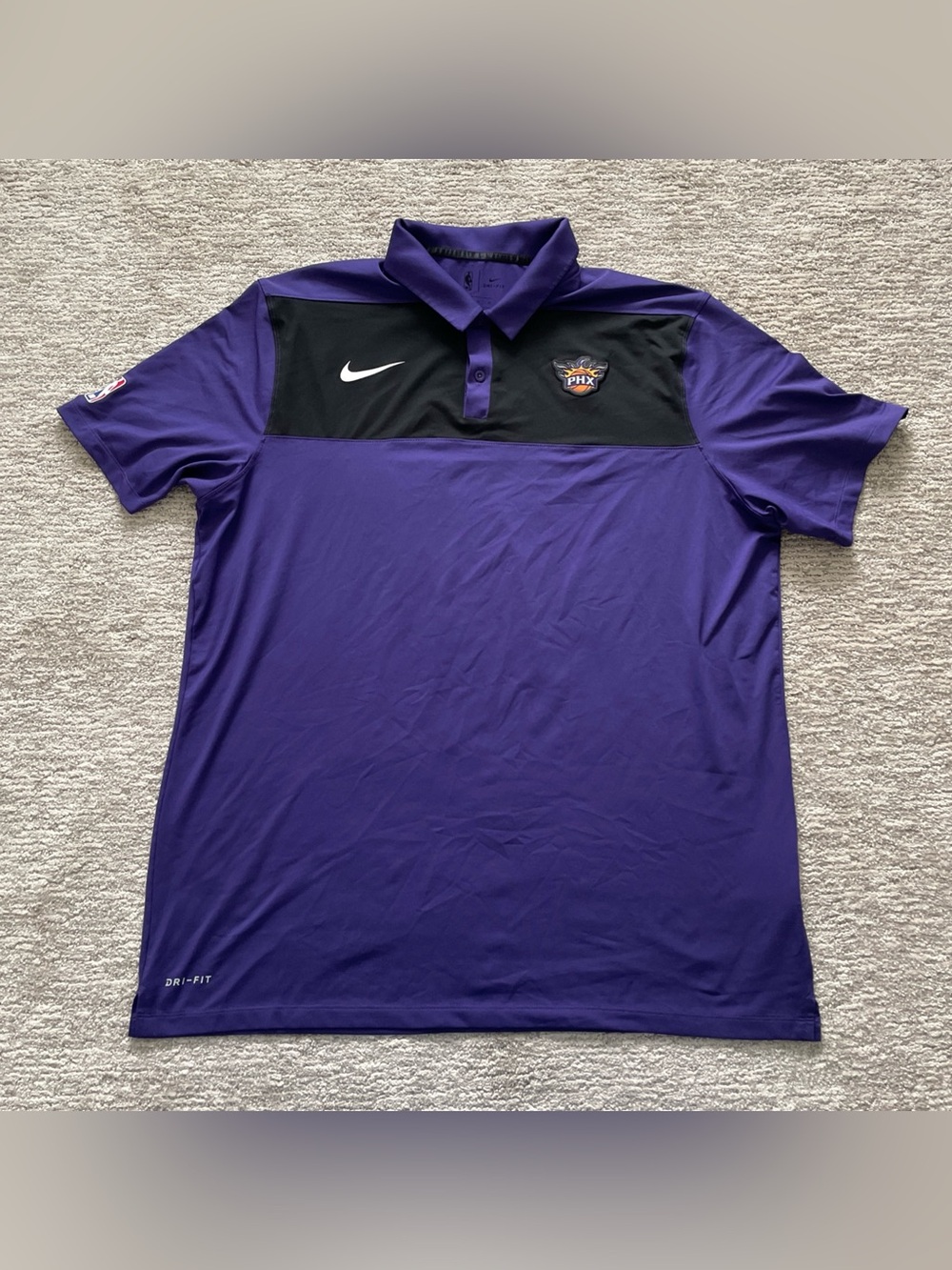Nike Phoenix Suns Polo Shirt Dri Fit Mens Size XL Purple Black Performance NBA
